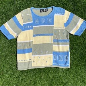2/$15!! Short sleeve patched sweater!!